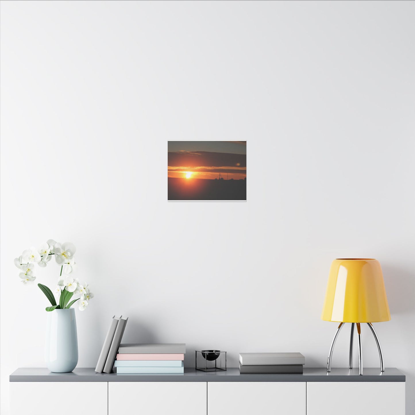 Sunrise Orange Round Sun Matte Canvas, Stretched, 0.75"