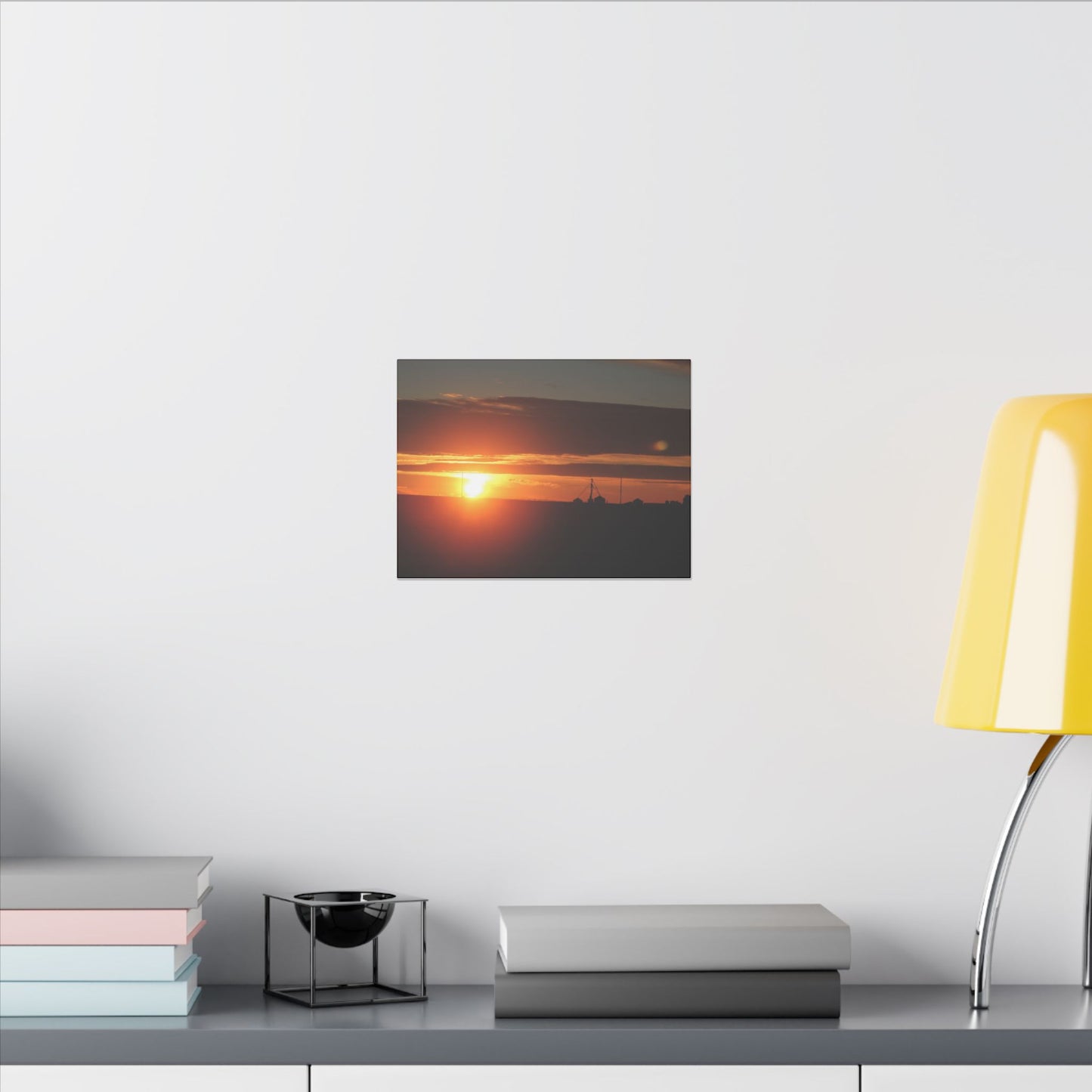 Sunrise Orange Round Sun Matte Canvas, Stretched, 0.75"