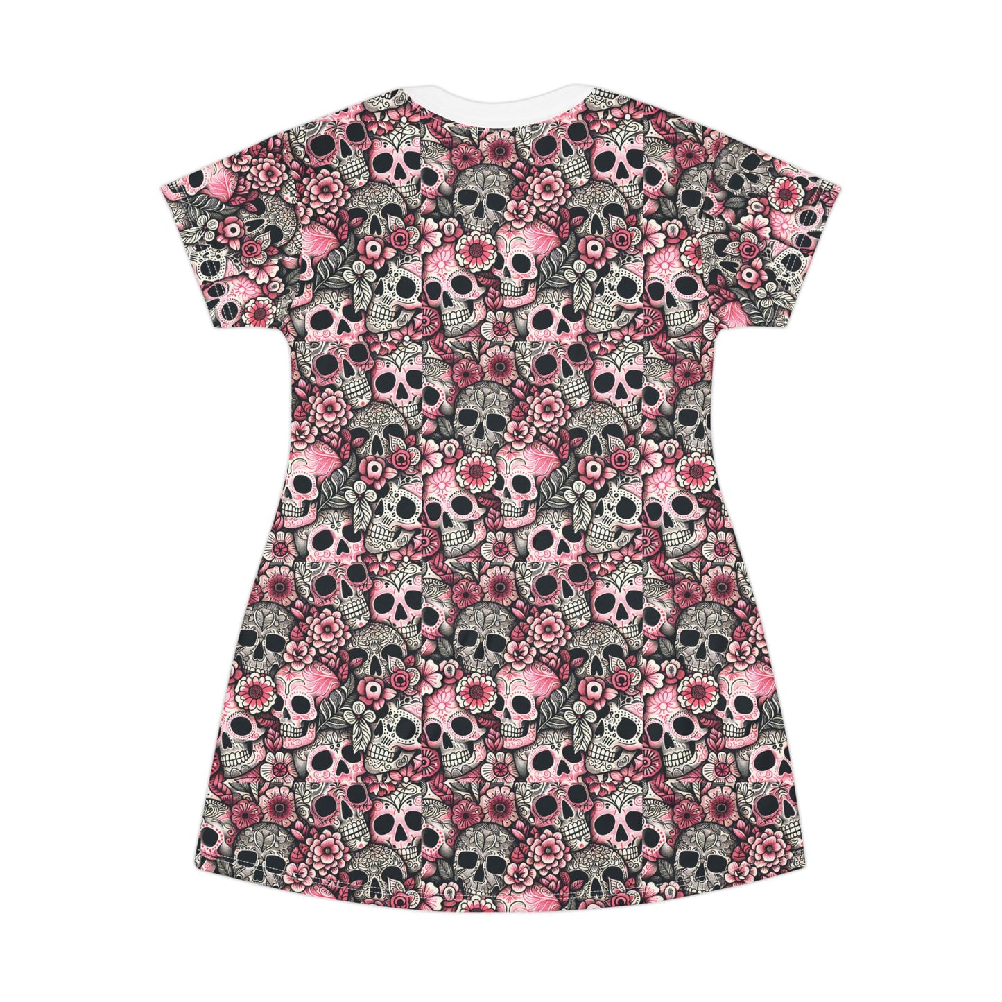 Pink floral skull T-Shirt Dress (AOP)