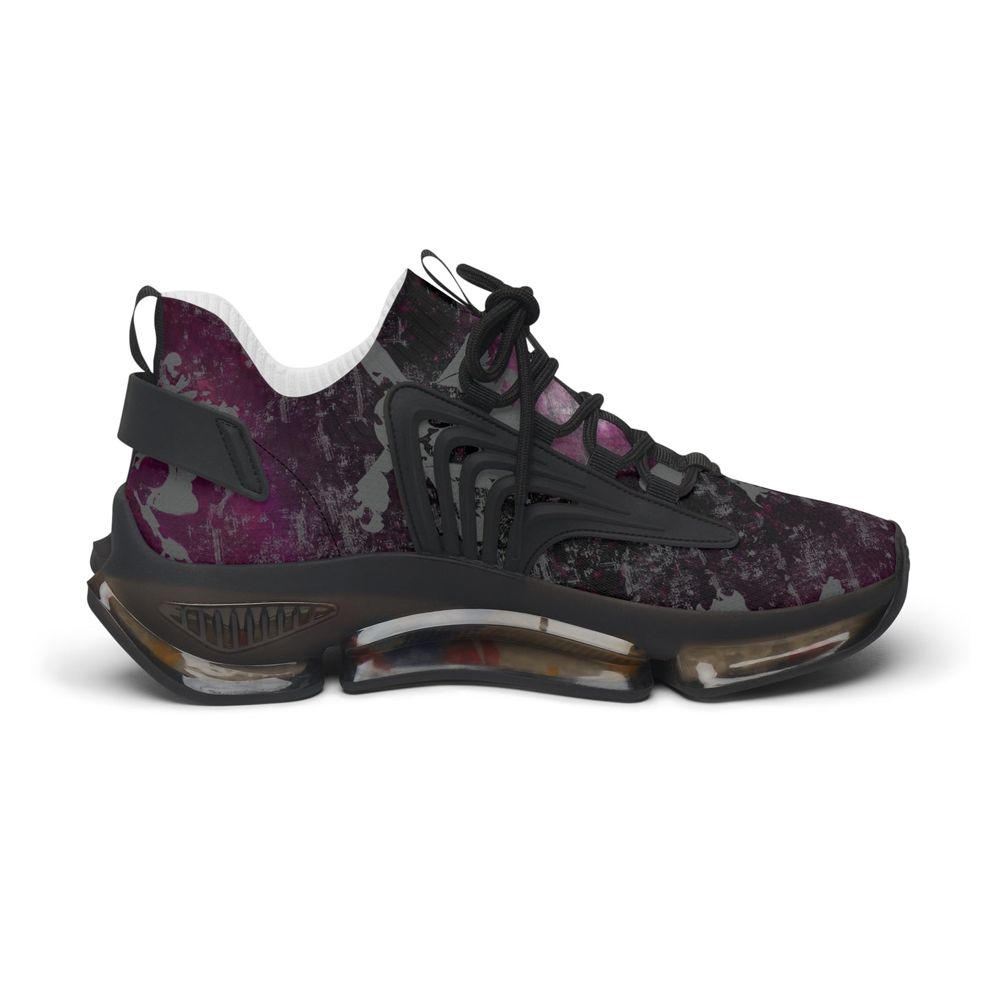 Women's Mesh Sneakers grunge skull in purple