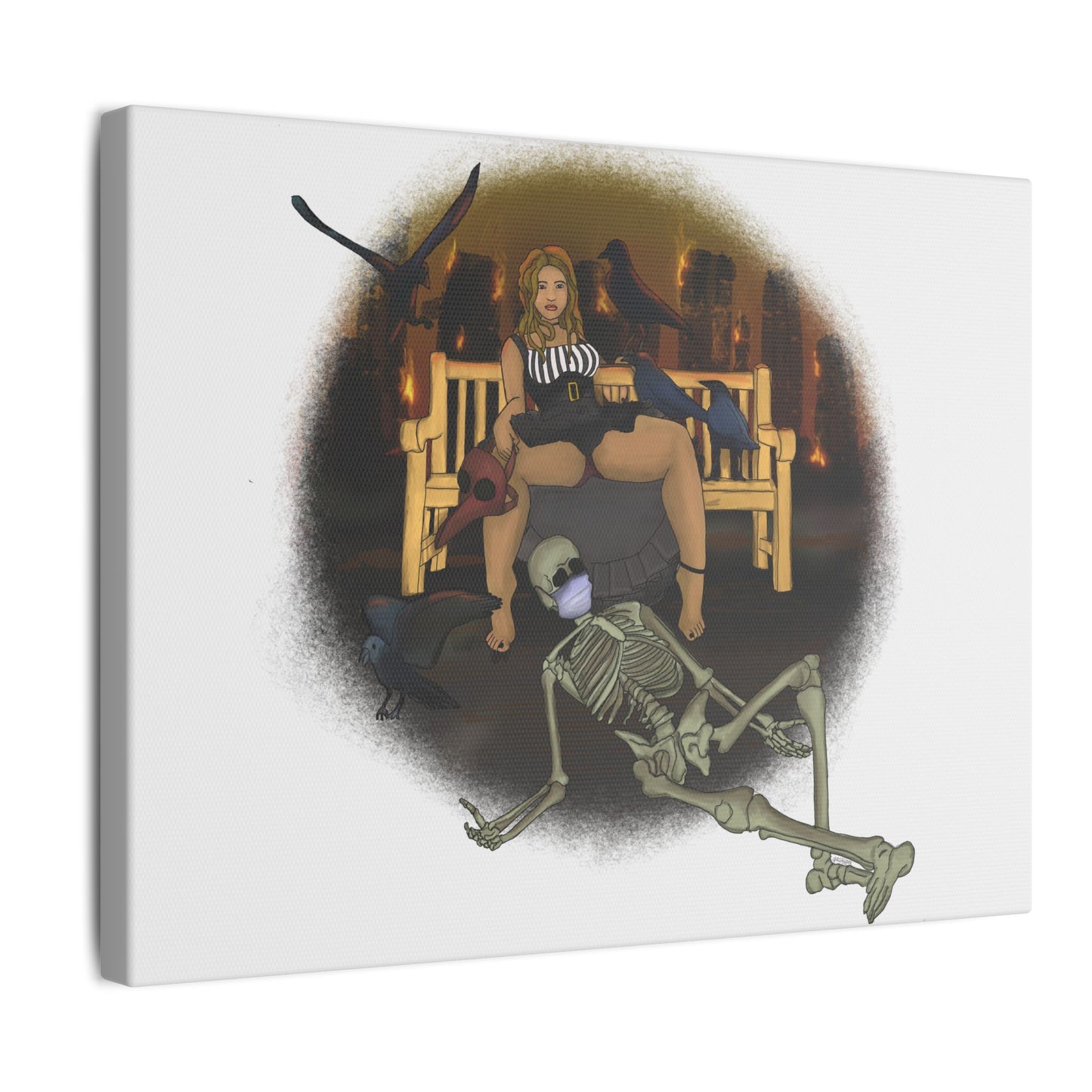 Canvas Print - Queen of the Damned Apocalypse Skeletons Burned Buildings