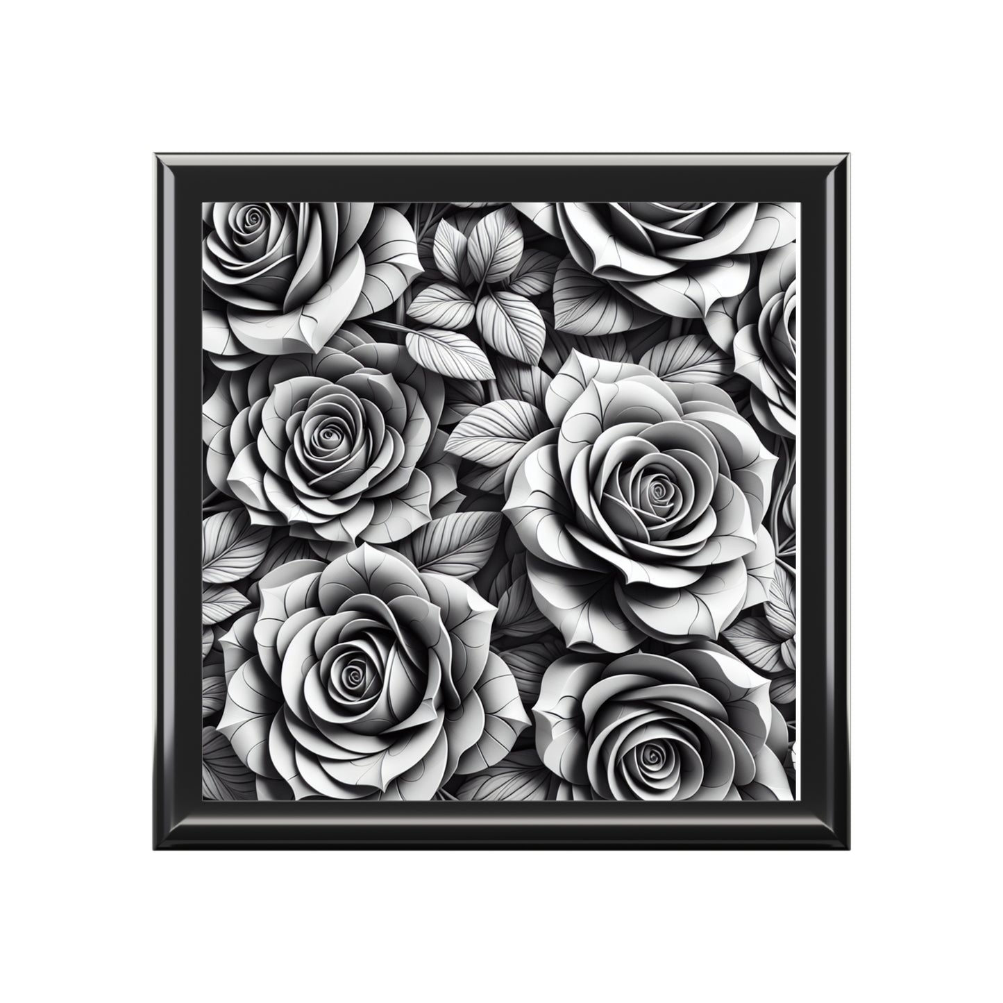 Jewelry Box l black and white roses