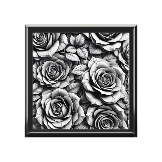 Jewelry Box l black and white roses