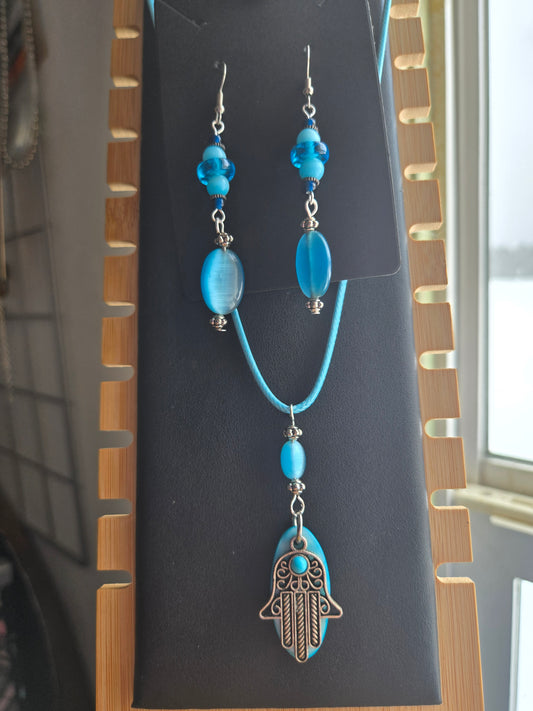 Hamsa Necklace with Earrings MJ102
